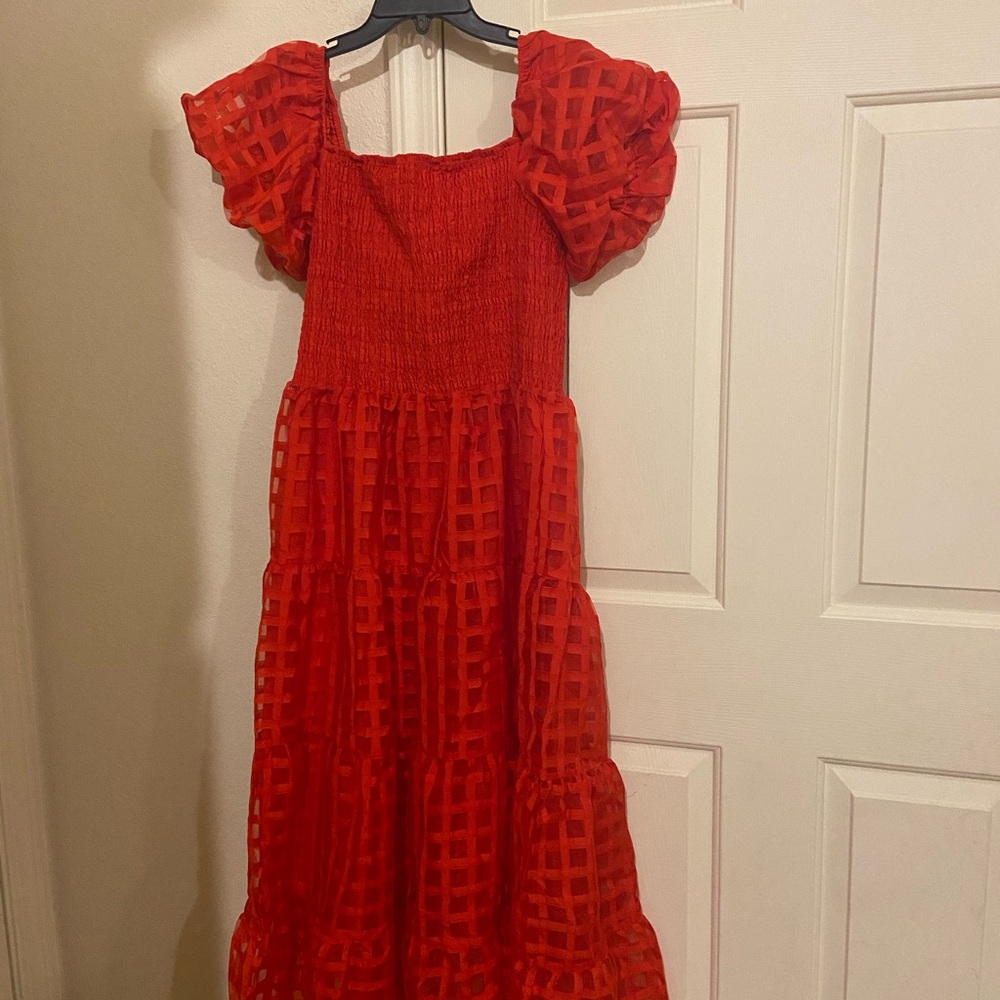 Red Puff Sleeve Dress